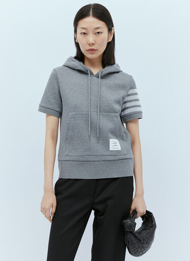 Knit Four Bar Hooded Sweatshirt Thom Browne Knit Four Bar Hooded Sweatshirt Grey thb0253022