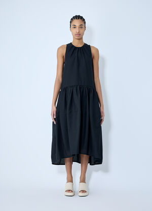 Jil Sander Gathered Wool Midi Dress White jil0259013