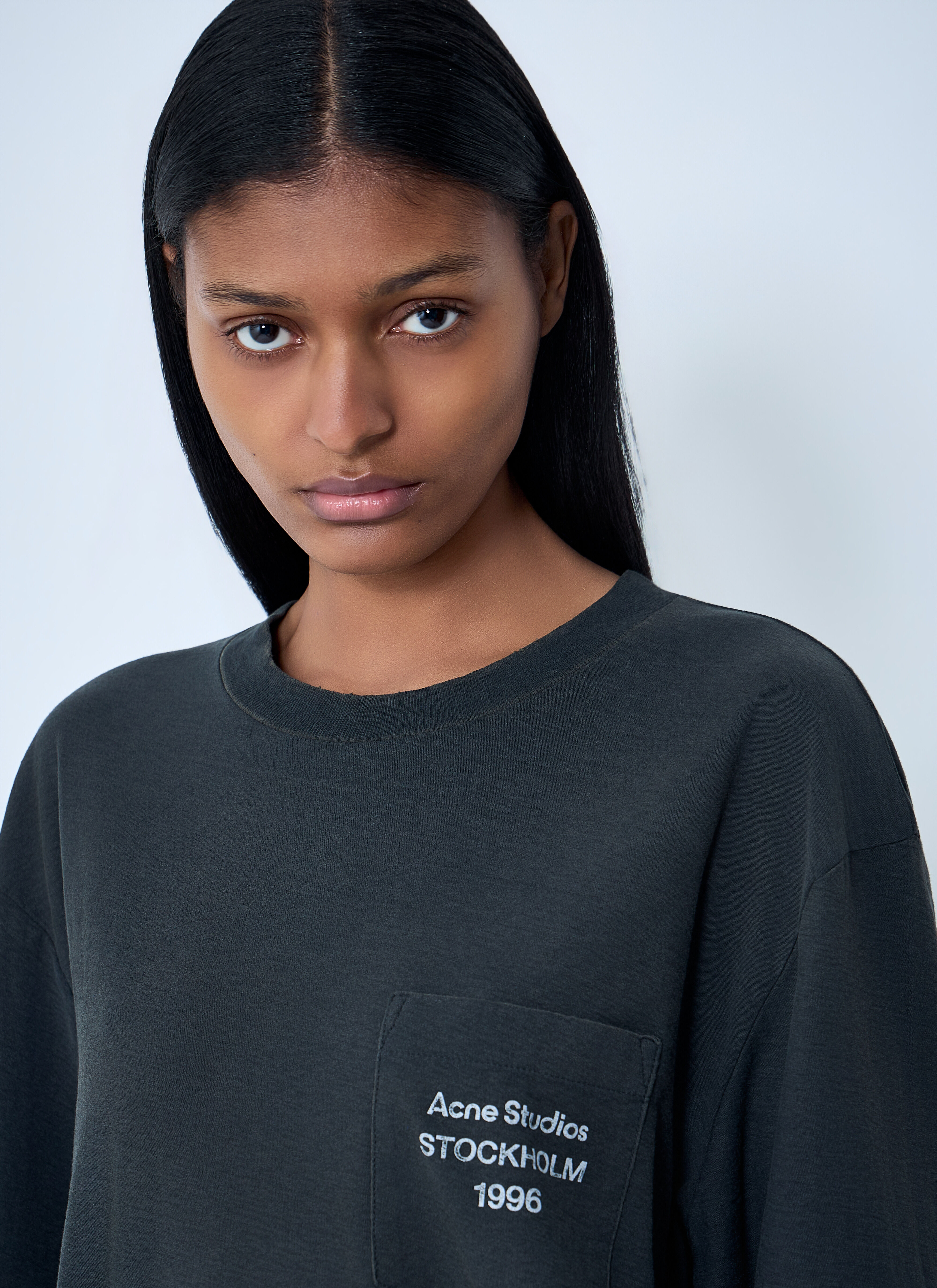 Acne Studios Women's' Long Sleeve Cotton Jersey T-Shirt in Black
