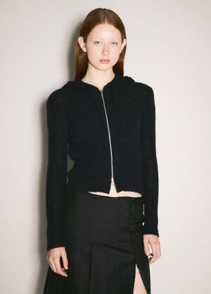 OUR LEGACY Compact Hooded Zip-Up Cardigan Black our0258005