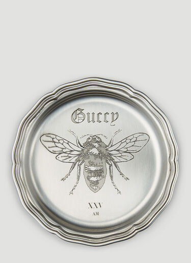 Gucci Set of Two Bee Coasters Silver wps0680044