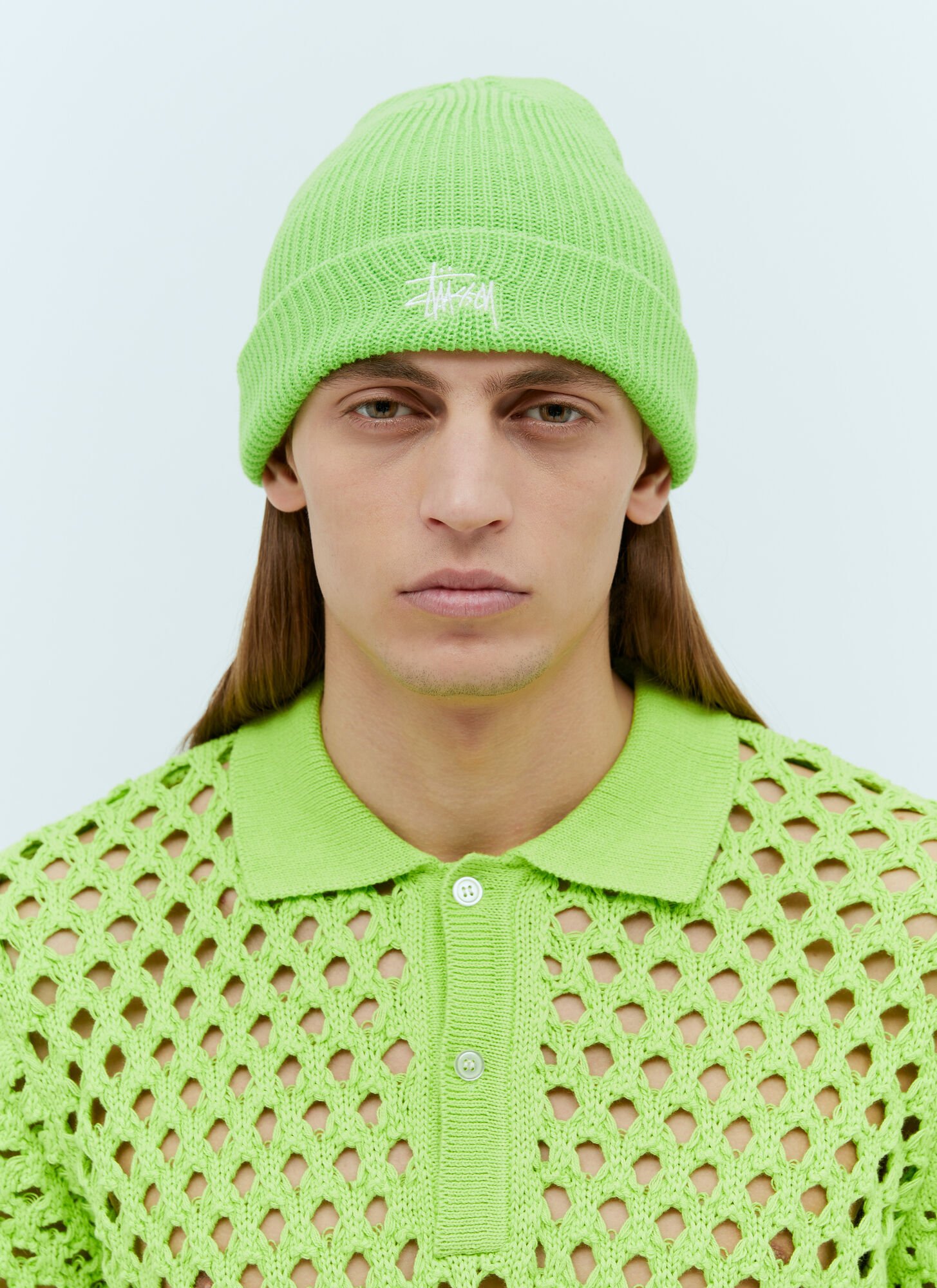 Shop Stussy Basic Cuff Beanie Hat In Green