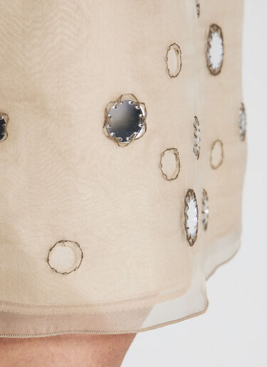 Prada Mirror-Embellished Organza Midi-Skirt Beige pra0256009