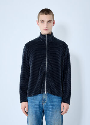 Our Legacy Phantom Stripe Velour Zip-Up Sweatshirt Brown our0160007