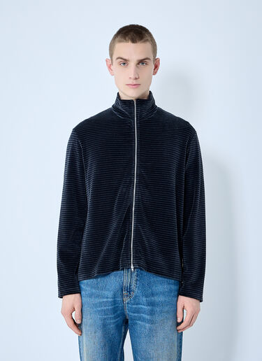Our Legacy Phantom Stripe Velour Zip-Up Sweatshirt Blue our0160023