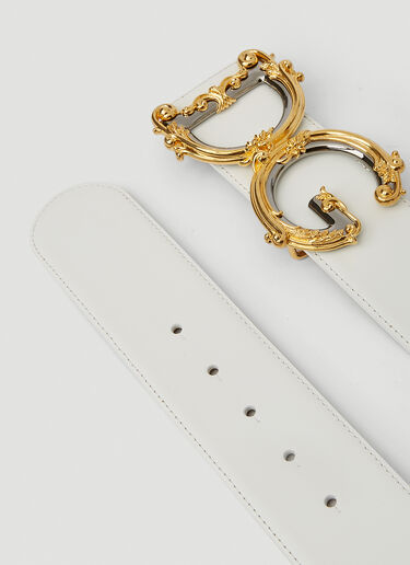 Dolce & Gabbana Baroque Logo Plaque Belt White dol0251034