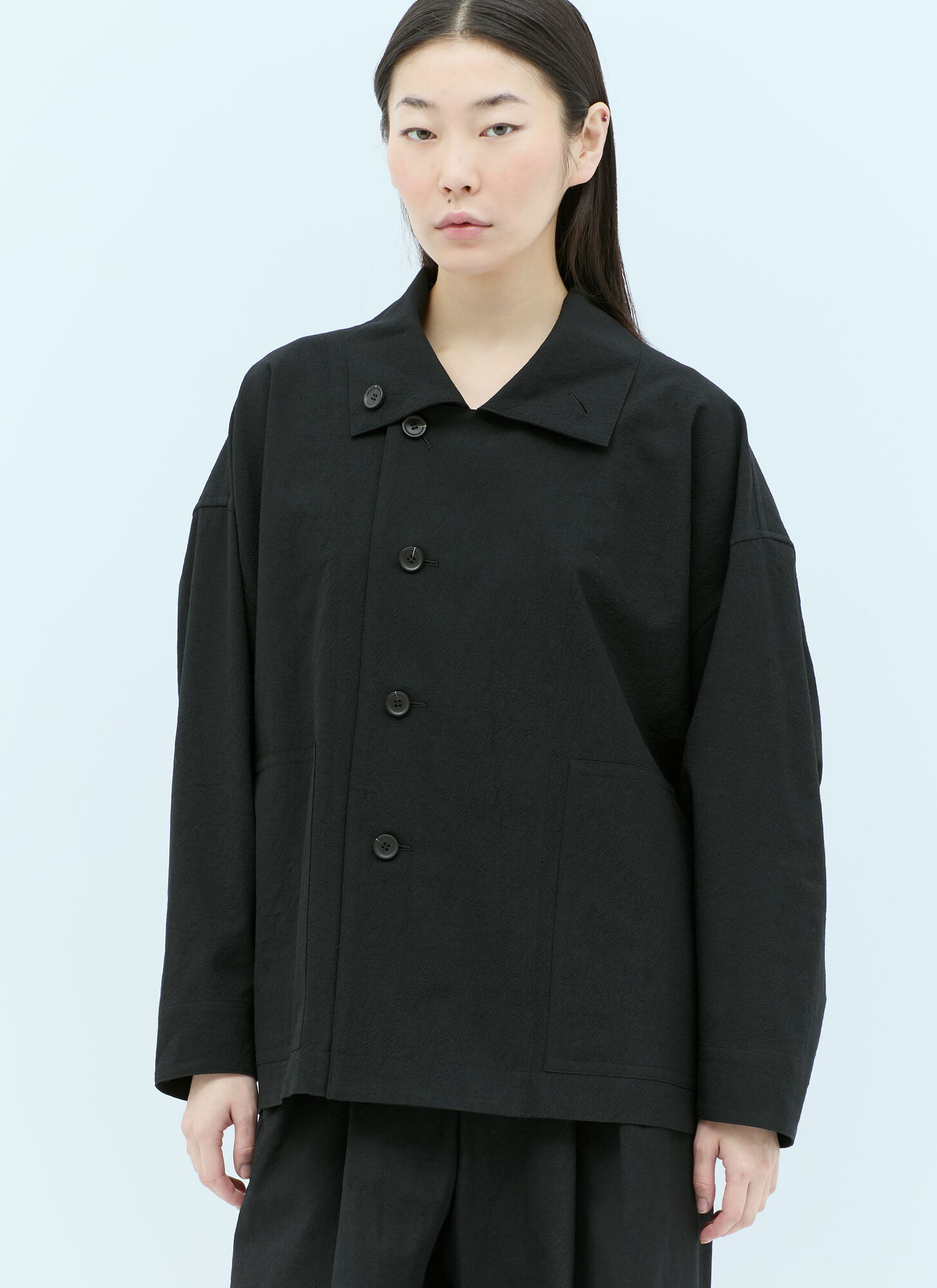 Shop Issey Miyake Ease Wool Jacket In Black