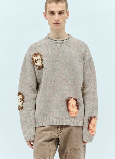 Acne Studios 提花骷髅图案针织衫 灰色 acn0156003