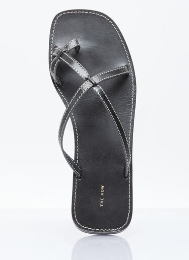 The Row Link Leather Sandals Black row0256034