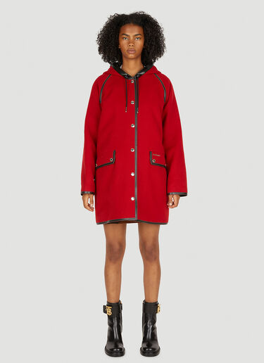 Burberry Contrast Trim Hooded Coat Red bur0249008