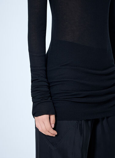 LN-CC® - Rick Owens: Long Sleeve Sheer Knit Top - Black Rick Owens Long Sleeve Sheer Knit Top Black ric0265027