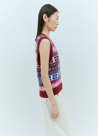GANNI 徽标提花背心 红色 gan0255029