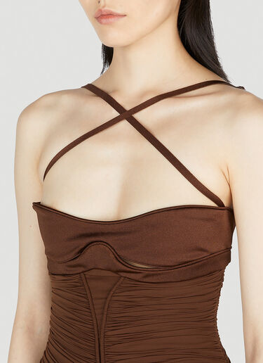 Mugler Ruched Dress Brown mug0252012