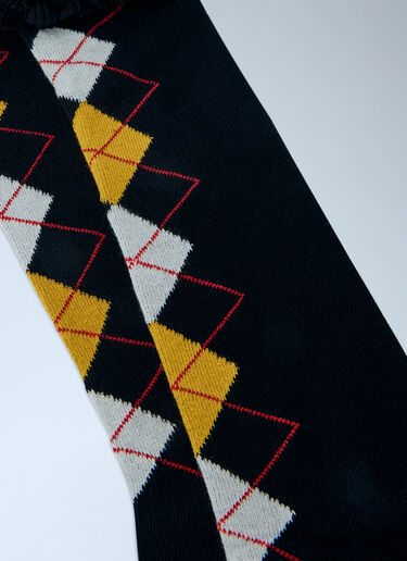 LN-CC® - GANNI: Argyle Ruffle Cuff Socks - Black GANNI Argyle Ruffle Cuff Socks Black gan0265046