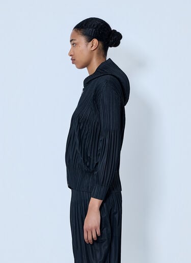 Pleats Please Issey Miyake Pleated Zip-Up Jacket Black plp0264001