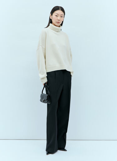 The Row Ezio Knit Roll Up Sweater Cream row0255003