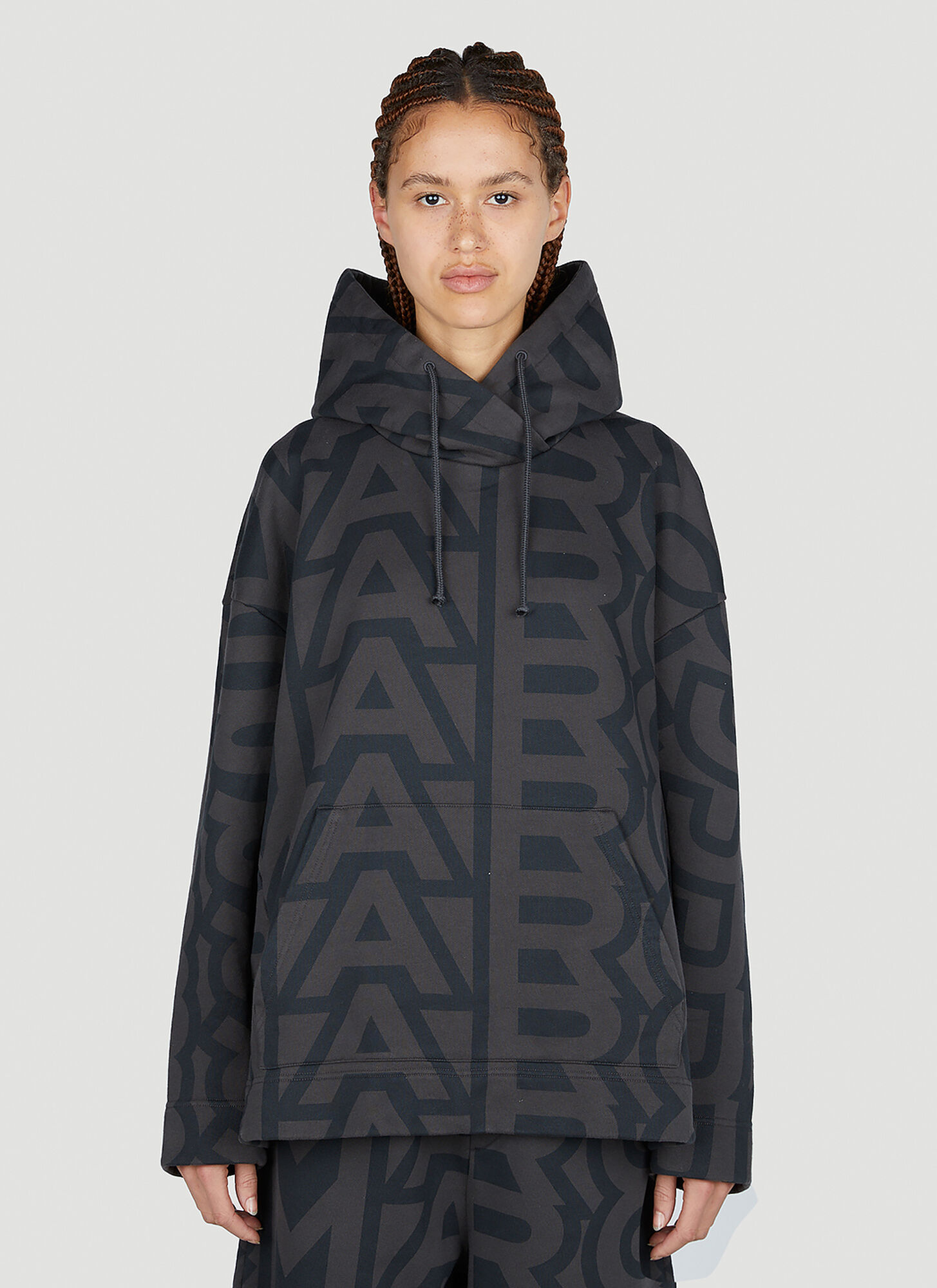 Shop Marc Jacobs Monogram Oversized Hooded Sweatshirt In Black