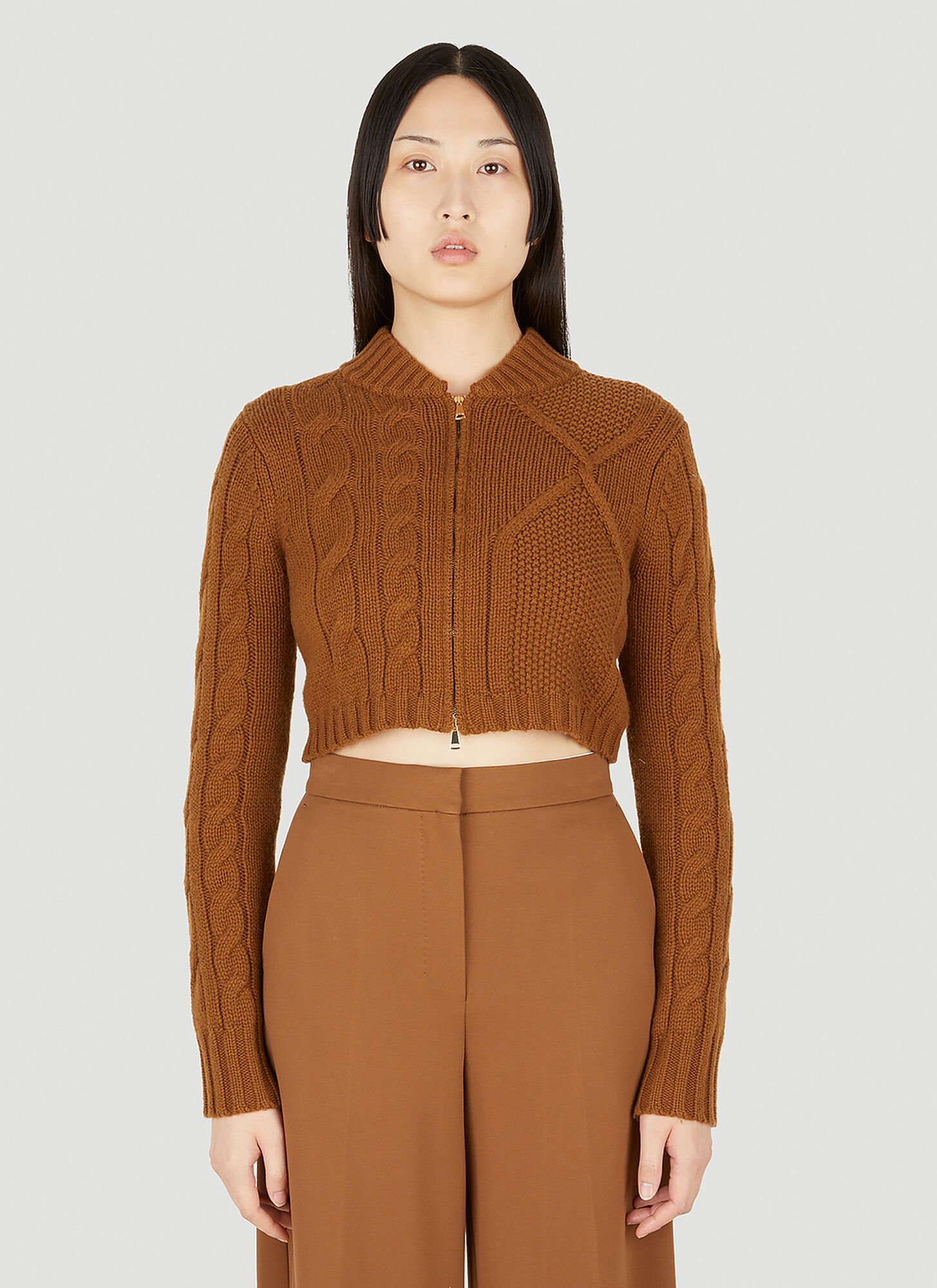 Shop Max Mara Fasto Cropped Sweater In Brown
