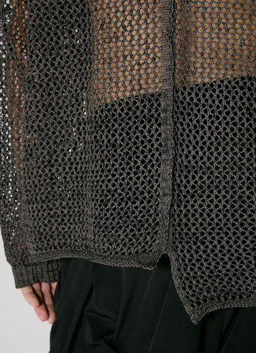 Yohji Yamamoto Uneven Open-Knit Sweater Black yoy0156009