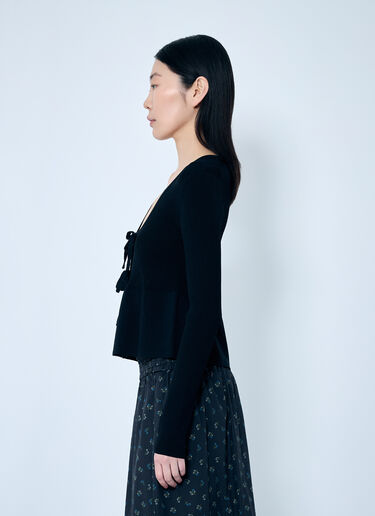 GANNI Rib Knit Tie-String Cardigan Black gan0259070