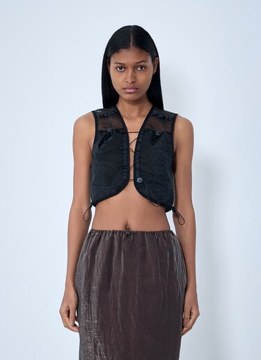 Cecilie Bahnsen Mesh Panel Crop Top Black cec0262023