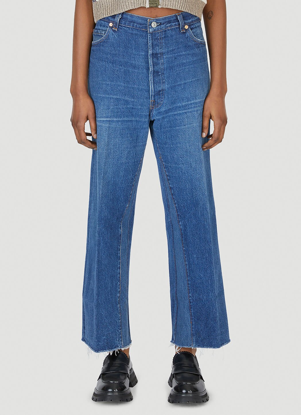 Levi's high rise wide leg jean with raw hem deals