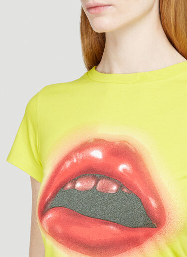 Mowalola Bloody Mouth Cropped T-Shirt Yellow mow0240004