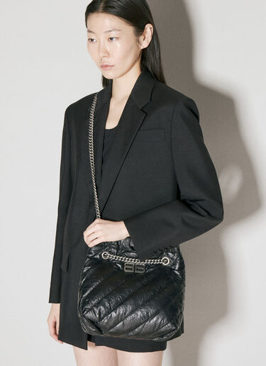 Balenciaga Crush Tote Small Shoulder Bag Black bal0255077