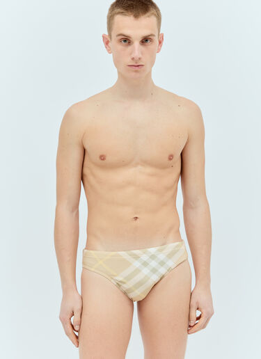 Burberry Check Swim Briefs Beige bur0155036