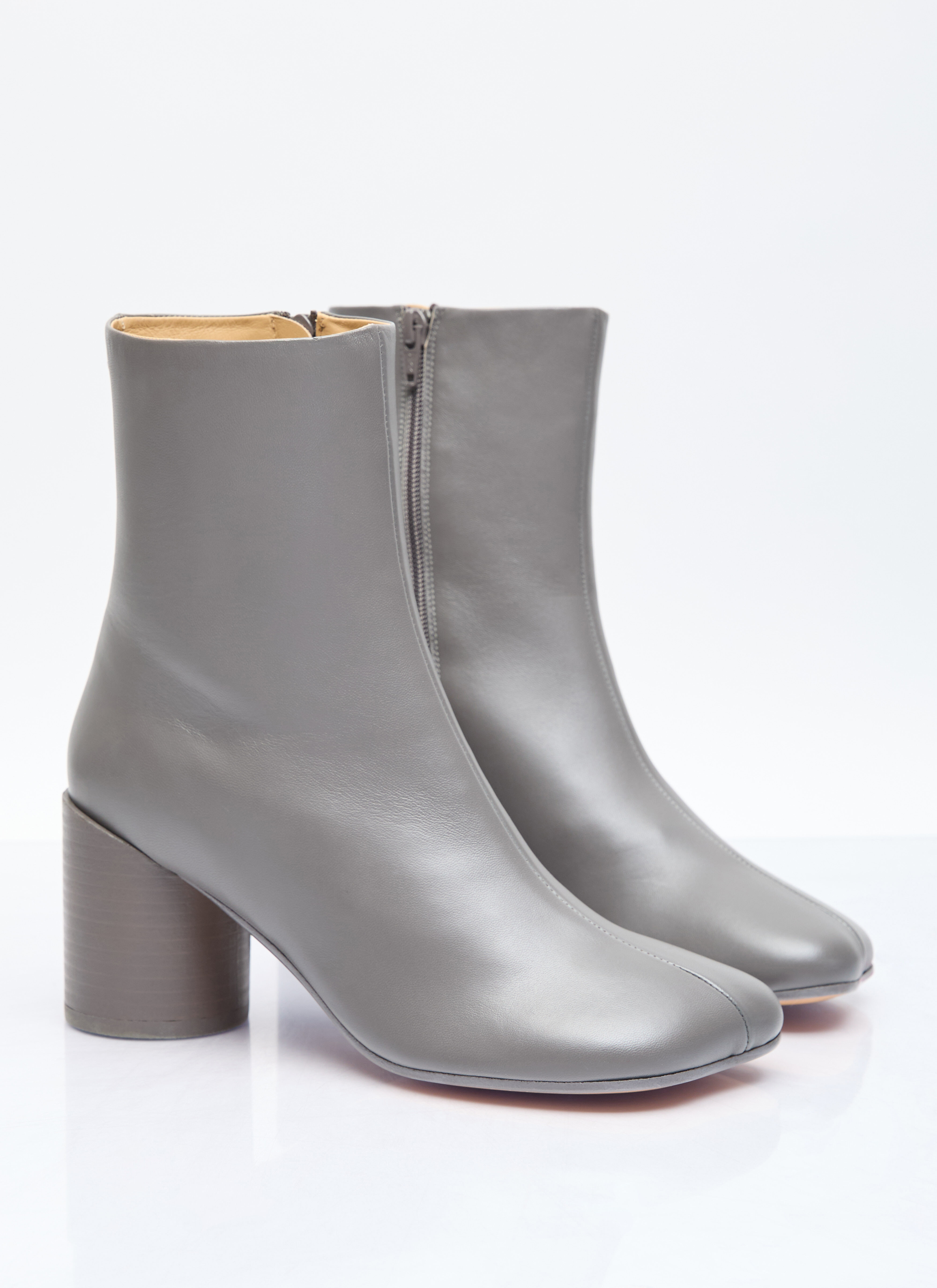 Grey leather ankle boot deals