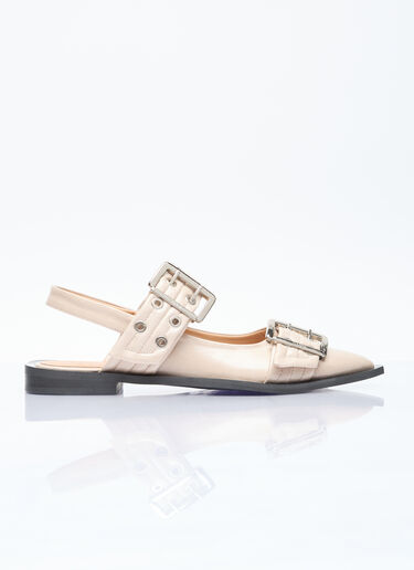 GANNI 여성스러운 버클 발레리나 플랫 슈즈 베이지 gan0255092