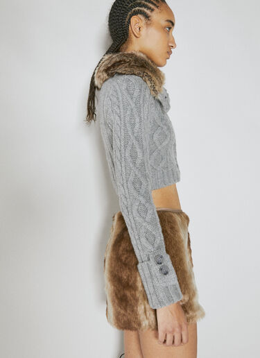 Guess USA Faux Fur Cable Sweater Grey gue0254013