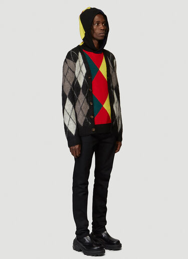 Pringle of Scotland Harlequin Argyle Hooded Sweater Black pos0340006