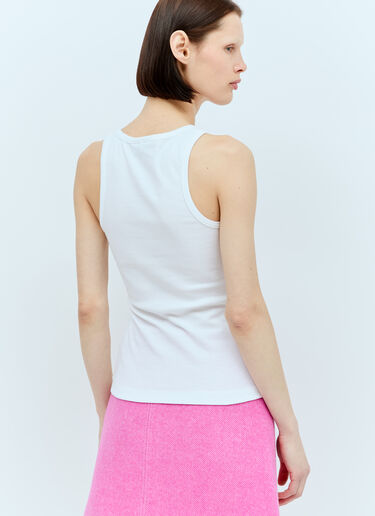 GANNI Soft Cotton Rib Tank Top White gan0256047