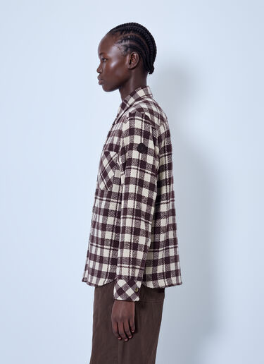 LN-CC® - Moncler: Checked Wool Shirt - Brown Moncler Checked Wool Shirt Brown mon0266036