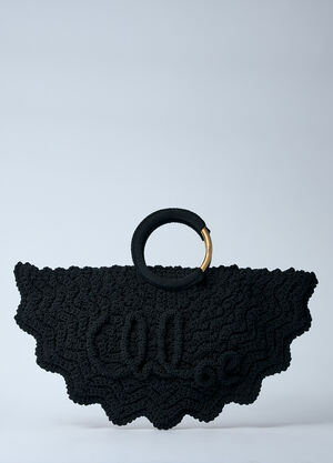 Chloé Small Bracelet Paravent Crochet Tote Bag Black chl0260027