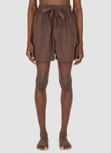 Tekla Drawstring Sleep Shorts Brown tek0349032