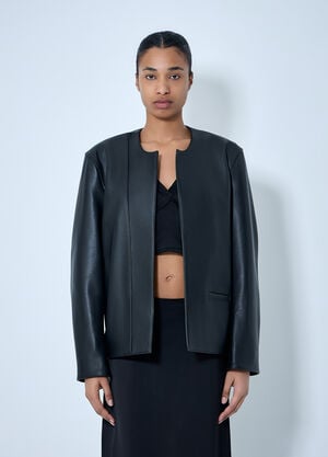 TOTEME Open Front Leather Jacket Black tot0264019