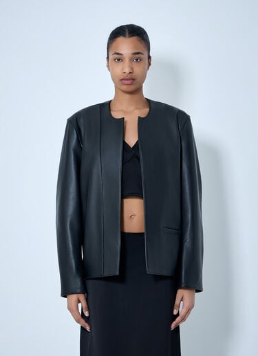 TOTEME Open Front Leather Jacket Black tot0264019