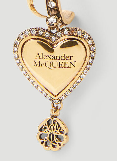 Alexander McQueen Heart Charm Hoop Earrings Gold amq0248045