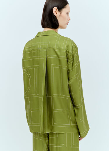 TOTEME Monogram Silk Pyjama Shirt Green tot0257012