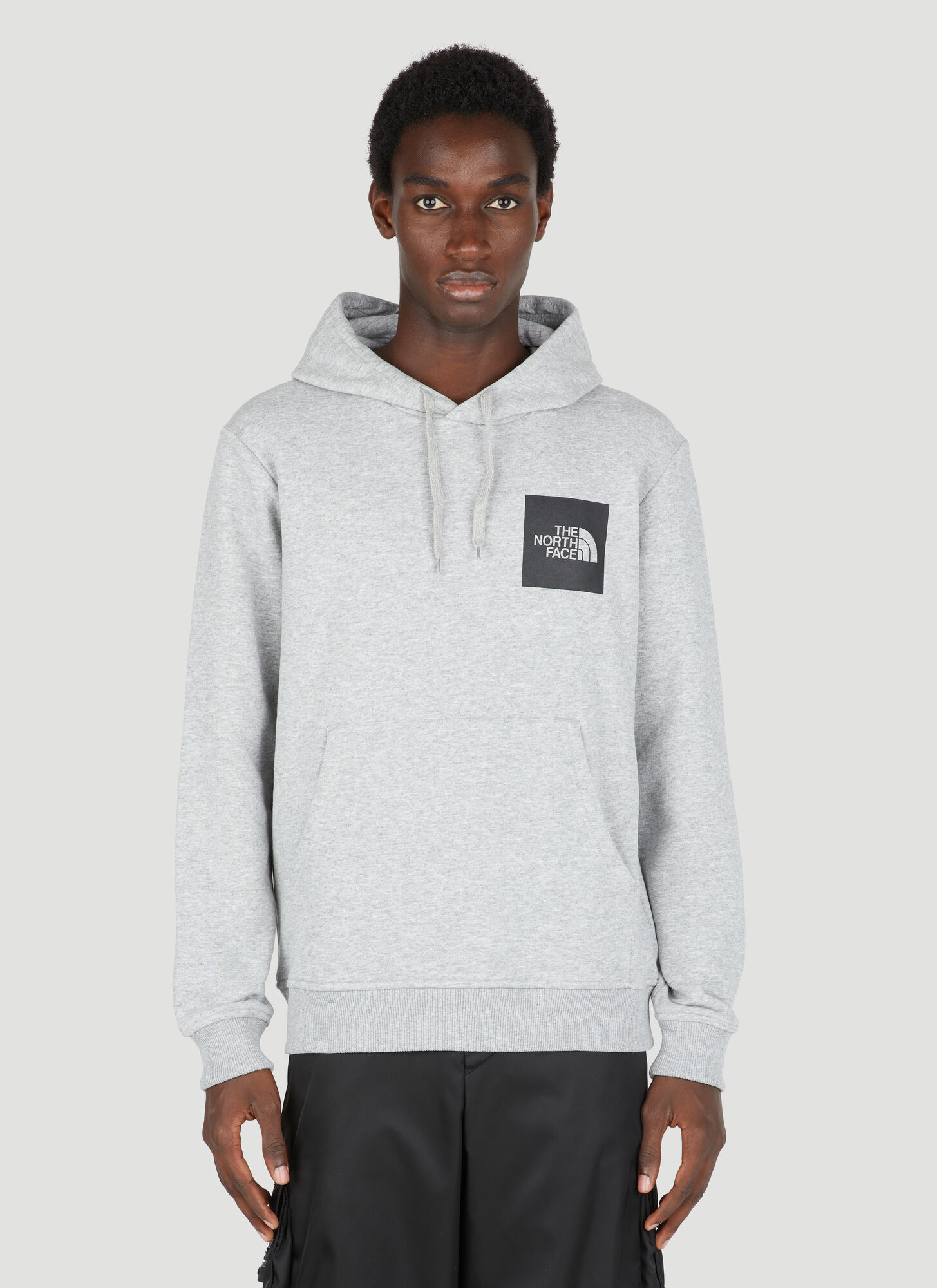 The North Face Logo Print Hooded Sweatshirt In Grey