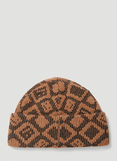 Acne Studios Face Tiles Beanie Hat Brown acn0153053
