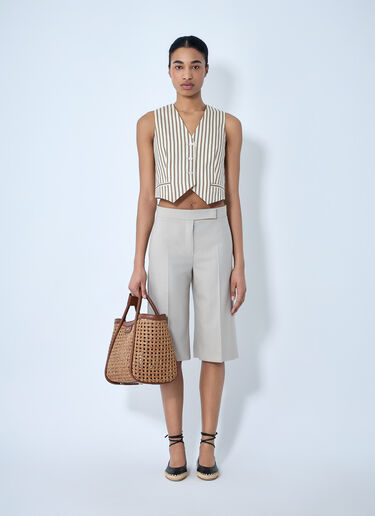 Max Mara Striped Buttoned Waistcoat Beige max0264008