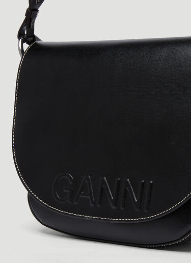GANNI Banner Saddle Shoulder Bag Black gan0249048