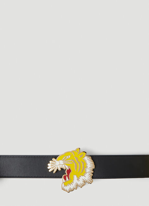 Alexander McQueen Tiger Buckle Reversible Belt Black amq0251017