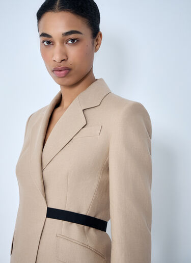 Max Mara Textured Notch Lapel Blazer Beige max0264300
