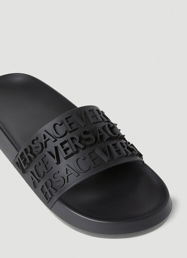 Versace Logo Embossed Slides Black ver0151028
