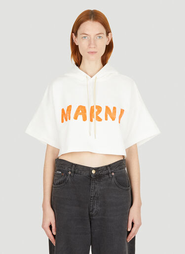 Marni 로고 프린트 크롭트 스웨트셔츠 화이트 mni0251009