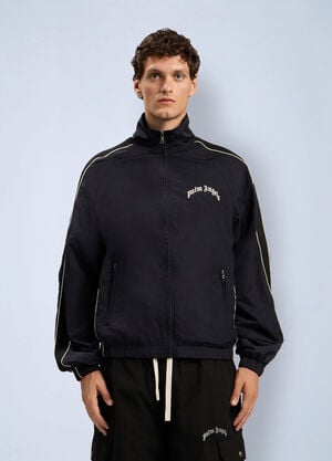 Palm Angels Curved Logo Vintage Track Windbreaker Black pma0164034